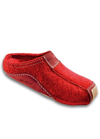 Hausschuhe - HAFLINGER Hausschuh, Walkstoff aus Schurwolle, in Größe 036 bis 046, in Farbe ZIEGELROT
