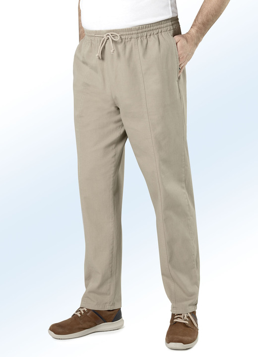 Jeans - Schlupfjeans mit Gummibund und Kordelzug in 4 Farben, in Größe 024 bis 110, in Farbe BEIGE Ansicht 1