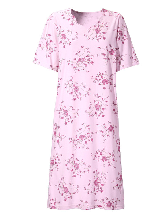 Kurzarm - Nachthemd, Kurzarm mit V-Ausschnitt Ansicht 4 Kurzarm - Nachthemd, Kurzarm mit V-Ausschnitt, in Größe 038 bis 060, in Farbe HELLBLAU-BUNT Ansicht 4