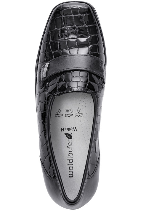 - Waldläufer Slipper aus krokogeprägtem Leder, in Größe 4 1/2 bis 9, in Farbe SCHWARZ Ansicht 2