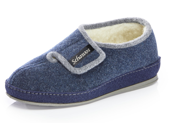 Hausschuhe - Atmungsaktive Damen-Hausschuhe, mit Klettverschluss, in Größe 037 bis 043, in Farbe MARINE Ansicht 1