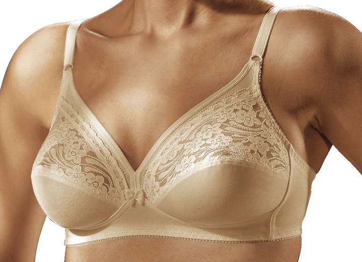 Soft-BH - Triumph Zweierpack BH mit Baumwollspitze, in Größe 075 bis 100, in Cup B, in Farbe 1X PUDER, 1X WEISS Ansicht 3