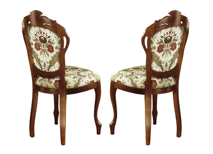 Stühle & Sitzbänke - Esszimmer-Stühle oder Sessel in Nussbaum, in Farbe BEIGE GEMUSTERT, in Ausführung Sessel Ansicht 2