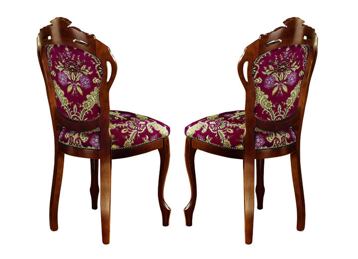 Stühle & Sitzbänke - Esszimmer-Stühle oder Sessel in Nussbaum, in Farbe BEIGE GEMUSTERT, in Ausführung Sessel Ansicht 4