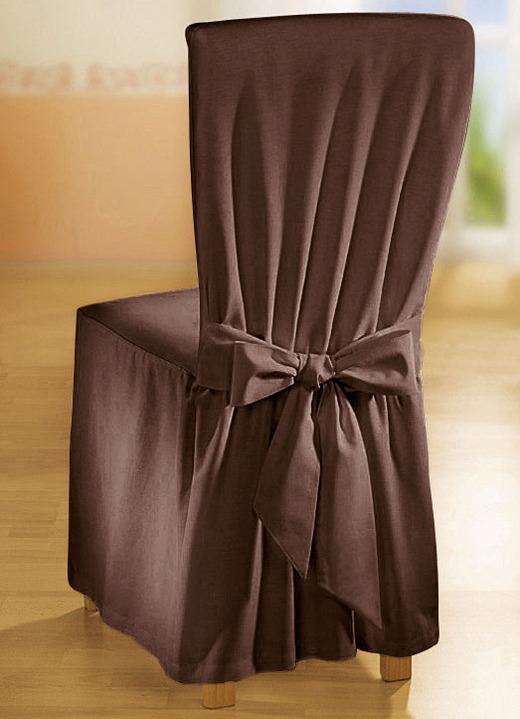 Sessel- & Sofaüberwürfe - Elegante Stuhlhusse mit Bindebändern Ansicht 6 Sessel- & Sofaüberwürfe - Elegante Stuhlhusse mit Bindebändern, in Größe 106 (Stuhlhusse) bis 112 (Stuhlhusse, 2er-Set), in Farbe SILBER Ansicht 6