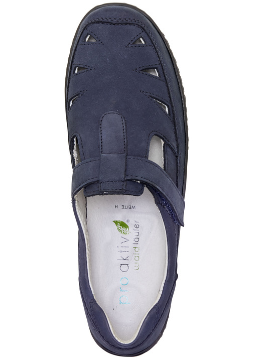 Slipper & Schnürschuhe - Waldläufer, bequeme Damen-Slipper, Weite H, mit herausnehmbarem Fußbett Ansicht 2 Slipper & Schnürschuhe - Waldläufer, bequeme Damen-Slipper, Weite H, mit herausnehmbarem Fußbett, in Größe 4 1/2 bis 8 1/2, in Farbe MARINE Ansicht 2