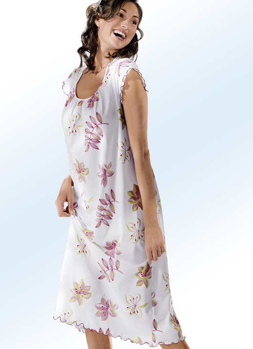 Kurzarm - Nachthemd, Kurzarm mit Rundhals Ansicht 3 Kurzarm - Nachthemd, Kurzarm mit Rundhals, in Größe 040 bis 060, in Farbe WEISS-TÜRKIS Ansicht 3