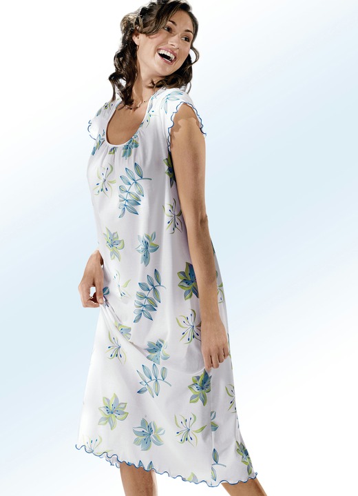 Kurzarm - Nachthemd, Kurzarm mit Rundhals Ansicht 3 Kurzarm - Nachthemd, Kurzarm mit Rundhals, in Größe 040 bis 060, in Farbe WEISS-KIRSCHROT Ansicht 3