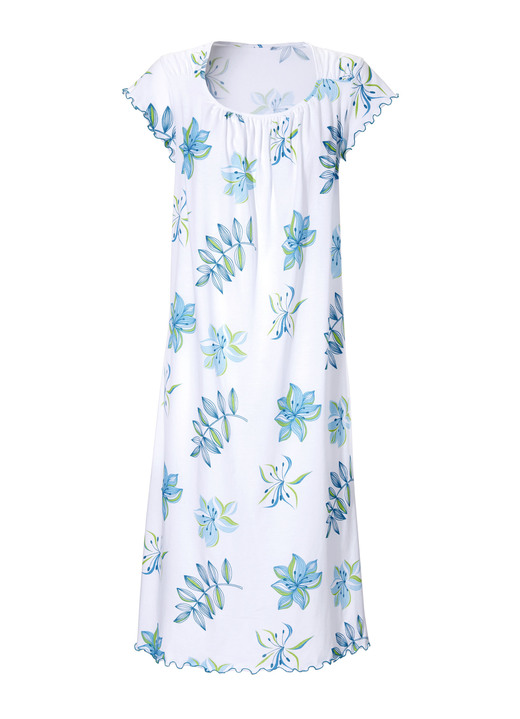 Kurzarm - Nachthemd, Kurzarm mit Rundhals Ansicht 4 Kurzarm - Nachthemd, Kurzarm mit Rundhals, in Größe 040 bis 060, in Farbe WEISS-KIRSCHROT Ansicht 4