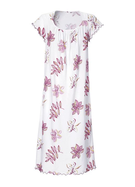 Kurzarm - Nachthemd, Kurzarm mit Rundhals Ansicht 4 Kurzarm - Nachthemd, Kurzarm mit Rundhals, in Größe 040 bis 060, in Farbe WEISS-TÜRKIS Ansicht 4