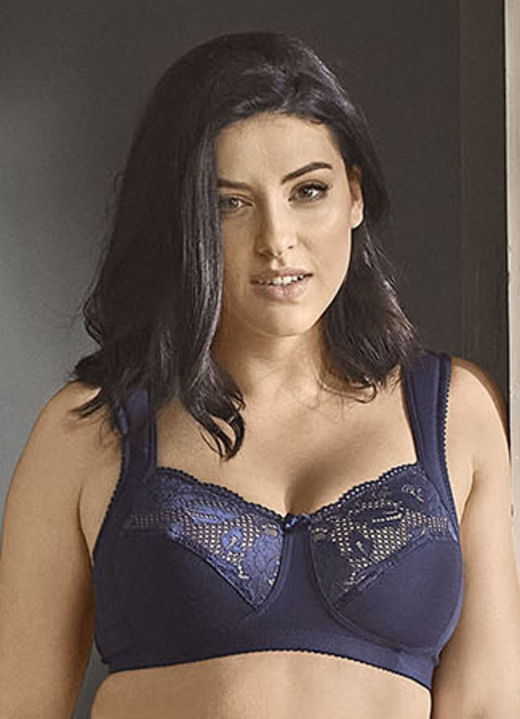 BH mit Spitze - Miss Mary BH mit elastischen Spitzeneinsätzen, in Größe 080 bis 120, in Cup C, in Farbe MARINE Ansicht 4