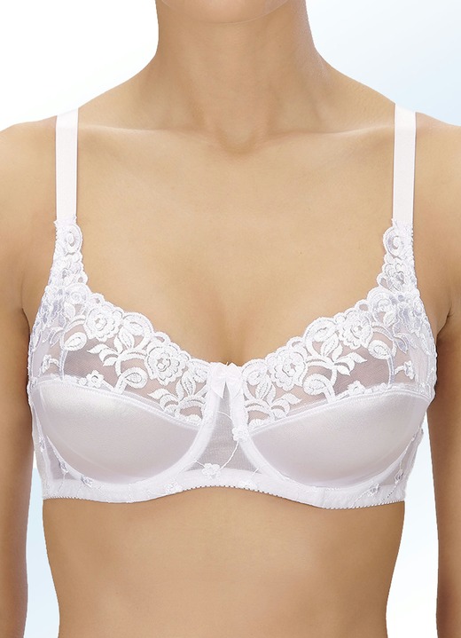 BH mit Spitze - Naturana Zweierpack Bügel-BH mit Tüllstickerei im Vorderteil, in Größe 075 bis 105, in Cup D, in Farbe 2X WEISS Ansicht 5