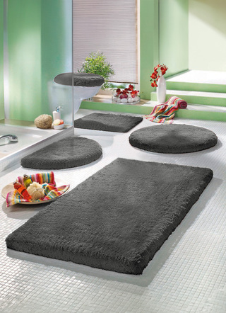 Badgarnituren - Mesana Badgarnitur mit rutschhemmender Rückseite, in Größe 100 (Vorleger halbrund, 50/ 80 cm) bis 112 (Deckelbezug, 47/ 50 cm), in Farbe ZIEGEL