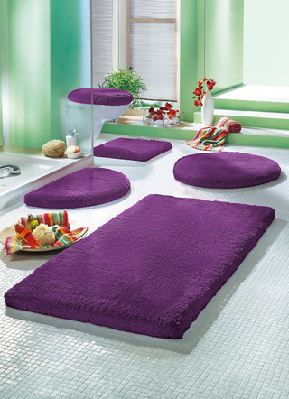 Badgarnituren - Mesana Badgarnitur mit rutschhemmender Rückseite, in Größe 100 (Vorleger halbrund, 50/ 80 cm) bis 112 (Deckelbezug, 47/ 50 cm), in Farbe ZIEGEL