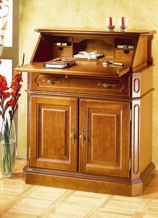 Büromöbel - Sekretär mit eleganten, goldfarbenen Metallgriffen, in Farbe KIRSCHBAUM