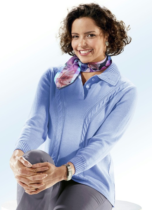 Langarm - Pullover mit Schurwolle Langarm - Pullover mit Schurwolle, in Größe 038 bis 052, in Farbe BLEU