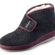Hausschuhe - Atmungsaktive Damen-Hausschuhe, mit Klettverschluss, in Größe 036 bis 043, in Farbe DUNKELBLAU-HELLGRAU – Farbe ANTHRAZIT-BORDEAUX – Ansicht 1