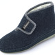 Hausschuhe - Atmungsaktive Damen-Hausschuhe, mit Klettverschluss, in Größe 036 bis 043, in Farbe DUNKELBLAU-HELLGRAU