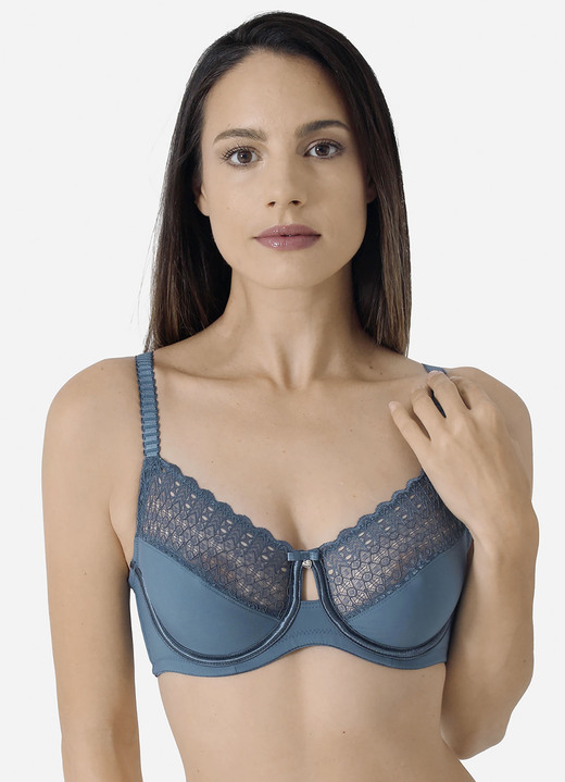 BH mit Spitze - Sassa Zweierpack Bügel-BH, in Größe 075 bis 100, in Cup D, in Farbe 1X EISBLAU, 1X WEISS Ansicht 15