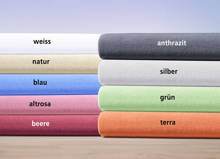 Spannbetttücher - Kuschelweiche Spannbetttücher aus hochwertigem Nicki-Velours, in Größe 133 (Spannbetttuch, 90–100/200 cm) bis 138 (Spannbetttuch, 180–200/200 cm), in Farbe BLAU Ansicht 2