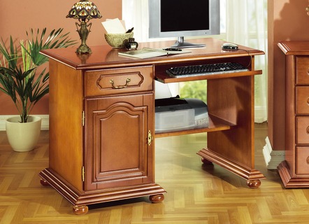 Büromöbel - Computer-Schreibtisch mit Echtholfurnier, in Farbe NUSSBAUM