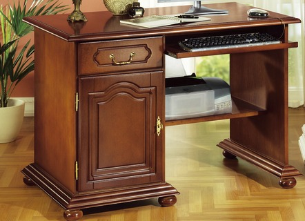 Büromöbel - Computer-Schreibtisch mit Echtholfurnier, in Farbe NUSSBAUM