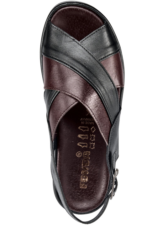 Sandalen & Pantoletten - Sandale mit anatomisch geformten Lederfußbett, in Größe 040 bis 047, in Farbe SCHWARZ-BORDEAUX Ansicht 2