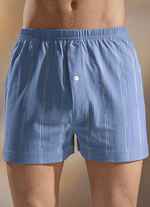 Pants & Boxershorts - Viererpack Boxershorts, mit Eingriff, uni gestreift, in Größe 005 bis 016, in Farbe 2X KITT-BUNT, 2X STAHLBLAU-BUNT Ansicht 2