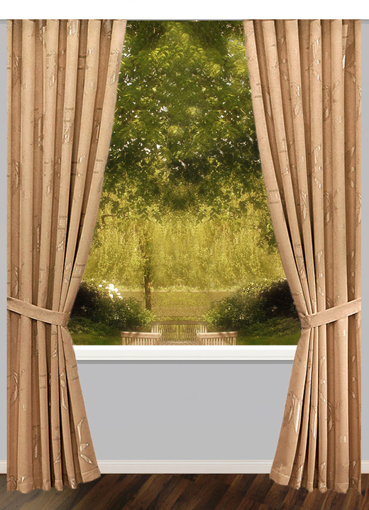 Klassisch - Übergardinen-Garnitur mit Universalschienenband, in Größe 363 (H150xB130 cm) bis 899 (2er-Pack Raffhalter, 80 cm), in Farbe BRAUN Ansicht 4