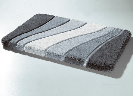 Badgarnituren - Barfußweiche Badgarnitur aus dem Traditionshaus Meusch, in Größe 100 (Vorleger, 55/65 cm) bis 112 (WC-Deckelbezug mit Kordel), in Farbe KARIBIKGRÜN – Farbe GRAU – Ansicht 