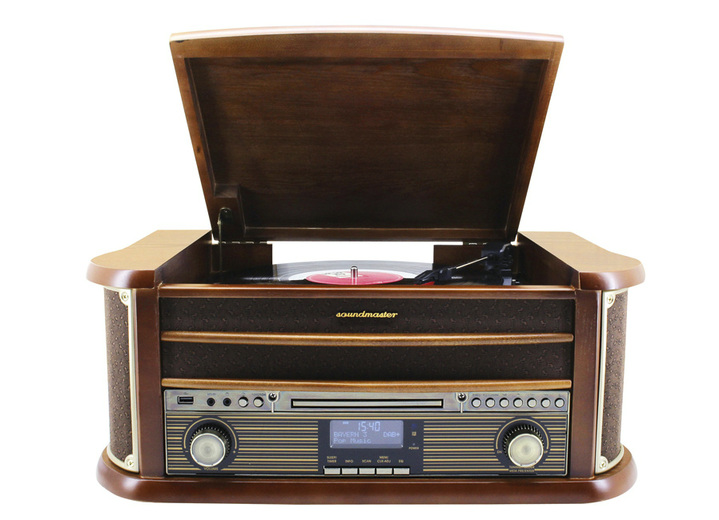 - DAB-Nostalgie-Stereoanlage im Echtholzgehäuse, in Farbe BRAUN Ansicht 2