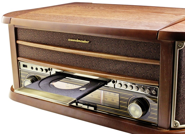 Nostalgiegeräte - Nostalgie-Stereoanlage mit MP3-Direktaufnahmefunktion Ansicht 3 Nostalgiegeräte - Nostalgie-Stereoanlage mit MP3-Direktaufnahmefunktion, in Farbe BRAUN Ansicht 3