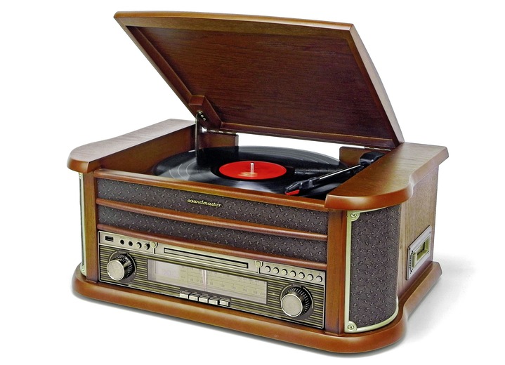 Nostalgiegeräte - Nostalgie-Stereoanlage mit MP3-Direktaufnahmefunktion Ansicht 2 Nostalgiegeräte - Nostalgie-Stereoanlage mit MP3-Direktaufnahmefunktion, in Farbe BRAUN Ansicht 2