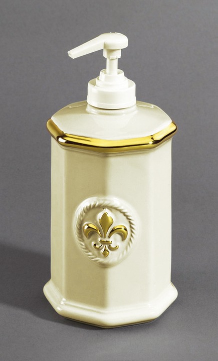 Badezimmeraccessoires - Handbemalte Badezimmeraccessoires aus glasierter Keramik, in Farbe CREME-GOLD, in Ausführung Seifenschale Ansicht 2