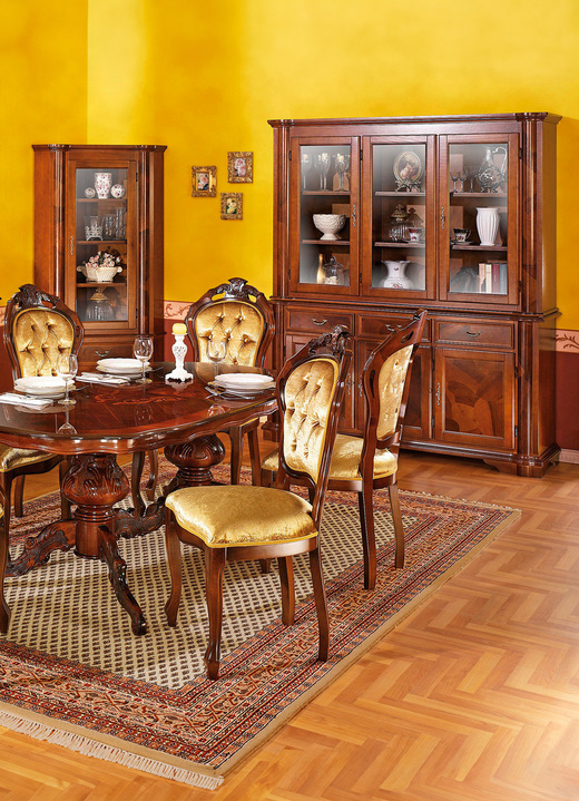 Möbel - Esszimmer-Möbel mit Wurzelholzfurnier, in Farbe NUSSBAUM, in Ausführung Eck-Vitrine Ansicht 3