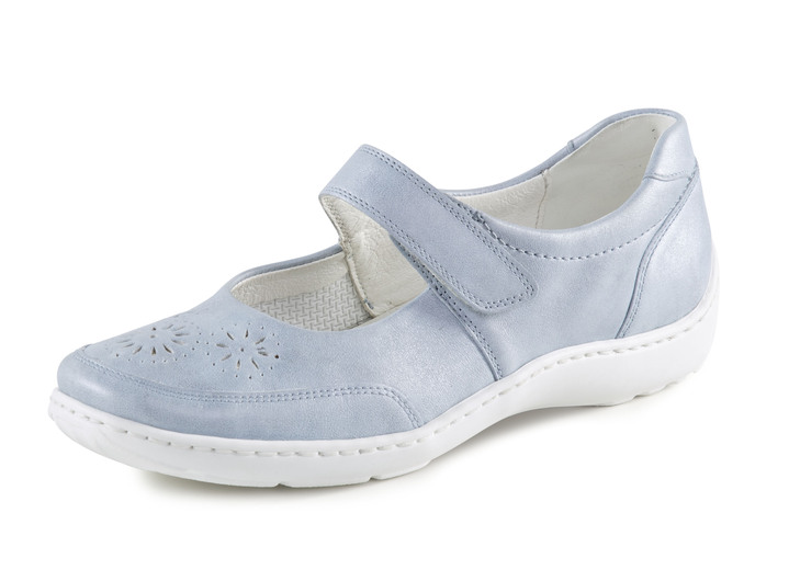 Weite H - Waldläufer, bequeme Damen-Slipper, Weite H, mit herausnehmbarem Fußbett, in Größe 4 bis 8 1/2, in Farbe BLEU Ansicht 1