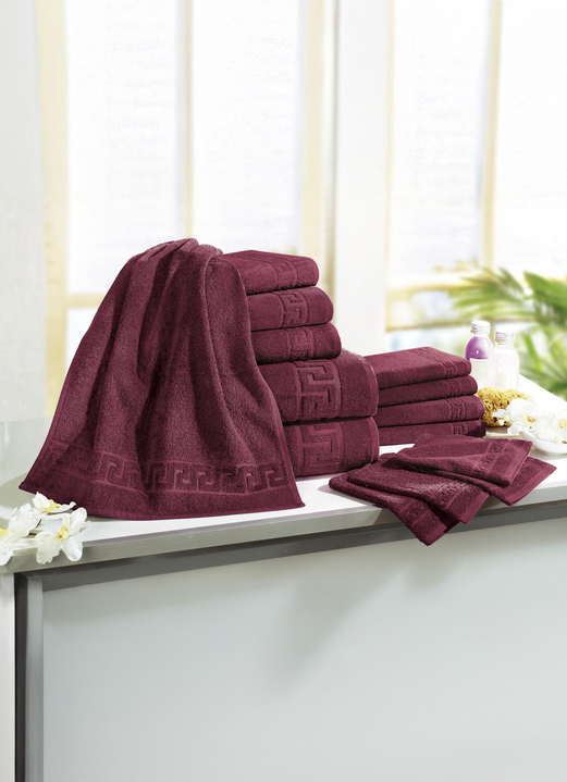 Handtücher - Frottierserie mit Mäander-Jacquard-Struktur, in Größe 200 (1 Handtuch, 50/ 90 cm) bis 208 (Sparset, 14-teilig), in Farbe BLAU Ansicht 5