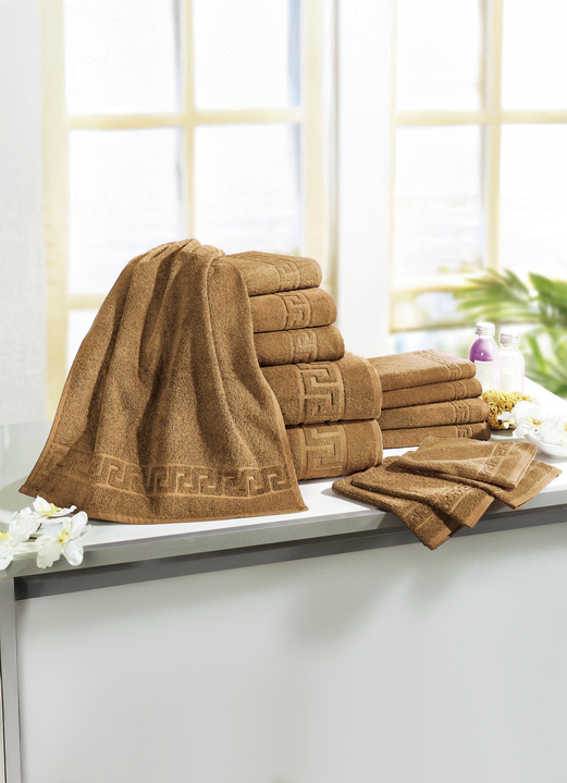 Handtücher - Frottierserie mit Mäander-Jacquard-Struktur, in Größe 200 (1 Handtuch, 50/ 90 cm) bis 208 (Sparset, 14-teilig), in Farbe BLAU Ansicht 4