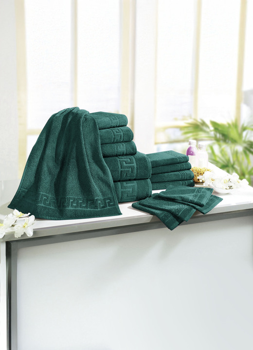 Handtücher - Frottierserie mit Mäander-Jacquard-Struktur, in Größe 200 (1 Handtuch, 50/ 90 cm) bis 208 (Sparset, 14-teilig), in Farbe BLAU Ansicht 9