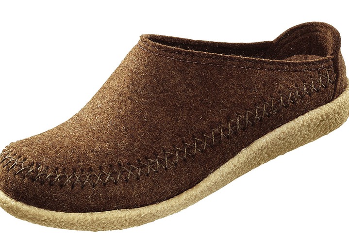 Hausschuhe - Haflinger Hausschuh aus Wollfilz, in Größe 037 bis 046, in Farbe TORF Ansicht 3