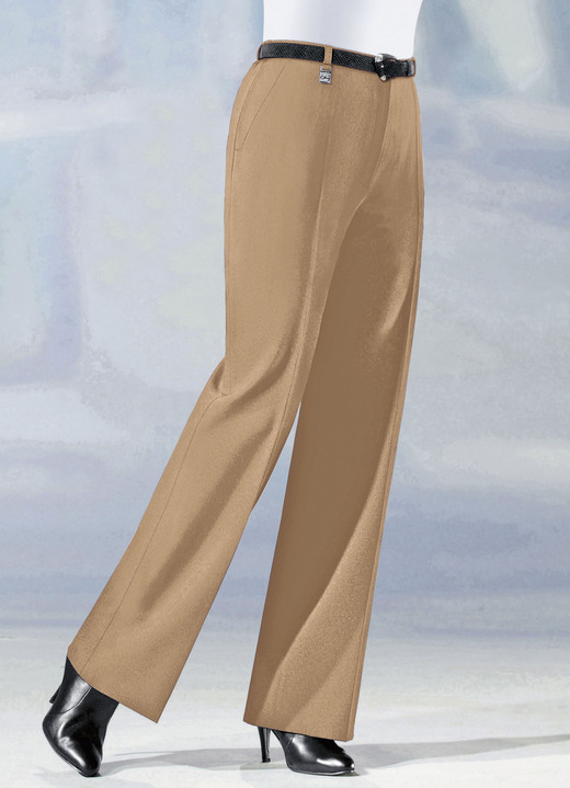 Hosen mit Knopf- und Reißverschluss - Hose in angesagter Marlene-Form in 6 Farben, in Größe 019 bis 096, in Farbe WEISS Ansicht 7