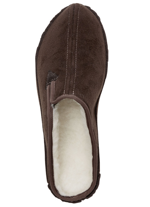 Hausschuhe - Atmungsaktive Herren-Hausschuhe, mit Schurwolle, in Größe 040 bis 046, in Farbe SCHWARZ Ansicht 3