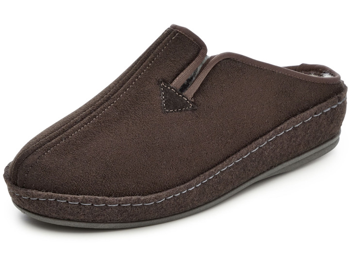 Hausschuhe - Atmungsaktive Herren-Hausschuhe, mit Schurwolle, in Größe 040 bis 046, in Farbe SCHWARZ Ansicht 2