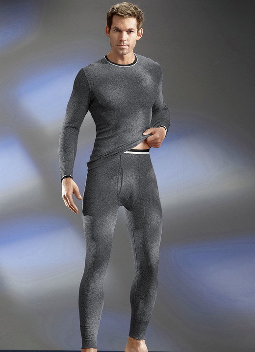 Herren - Permatherm Zweierpack Unterhosen, lang, Winterwäsche, in Größe 004 bis 009, in Farbe 1X JEANSBLAU MELIERT, 1X ANTHRAZIT MELIERT Ansicht 3