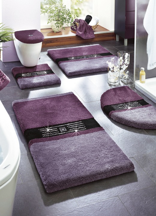 Badgarnituren - Seidenweiche Badgarnitur mit funkelnden Kristallen, in Größe 100 (Vorleger halbrund, 50/80 cm) bis 112 (WC-Deckel-Bezug mit Kordel), in Farbe APRICOT Ansicht 2