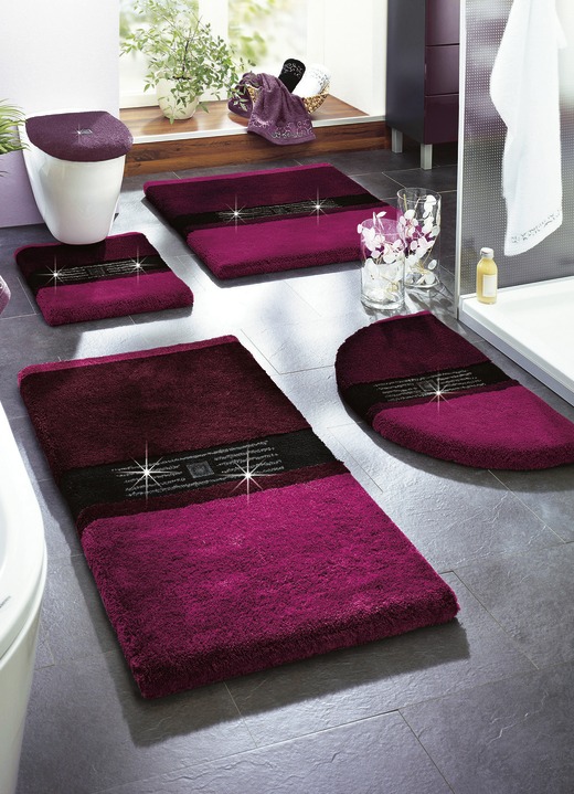 Badgarnituren - Seidenweiche Badgarnitur mit funkelnden Kristallen, in Größe 100 (Vorleger halbrund, 50/80 cm) bis 112 (WC-Deckel-Bezug mit Kordel), in Farbe APRICOT Ansicht 4