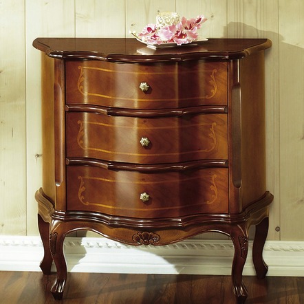 Möbel - Kommode mit Schubladen – Farbe NUSSBAUM – Ansicht  Möbel - Kommode mit Schubladen, in Farbe KIRSCHBAUM, in Ausführung 3 Schubladen – Farbe NUSSBAUM – Ansicht