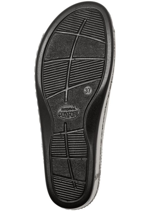 Sandaletten & Pantoletten - Bequeme Damen-Pantoletten, Weite G, mit Lederblüte, in Größe 036 bis 042, in Farbe ANTIKBRONZE Ansicht 3