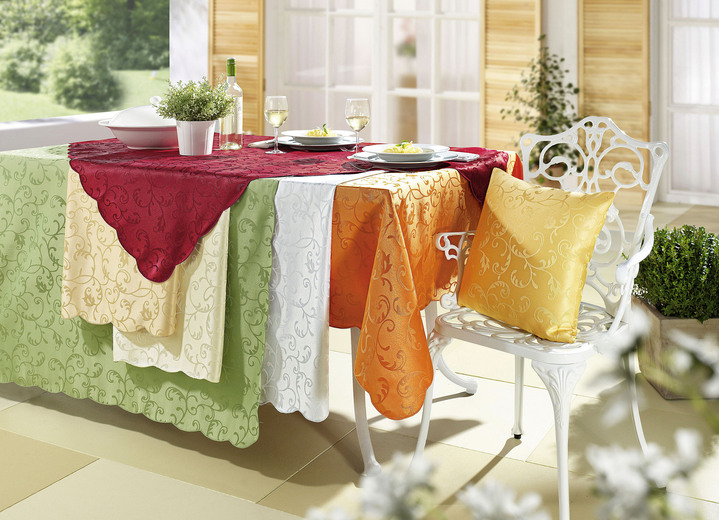 Tischdecken - Pflegeleichte Tischdekoration für drinnen und draußen, in Größe 130 (Tischdecke, 130/160 cm) bis 404 (2er-Set Kissenbezüge, 40/40 cm), in Farbe CHAMPAGNER