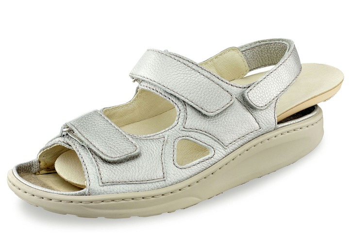 Sandaletten & Pantoletten - Waldläufer, bequeme Damen-Sandalen, Weite H, mit herausnehmbarem Fußbett, in Größe 3 1/2 bis 8, in Farbe STAHLBLAU Ansicht 7